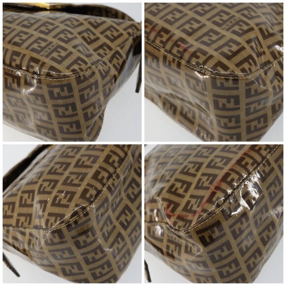 FENDI Zucchino Canvas Mamma Baguette Shoulder Bag Beige Gold Auth ep11341 - Picture 14 of 16